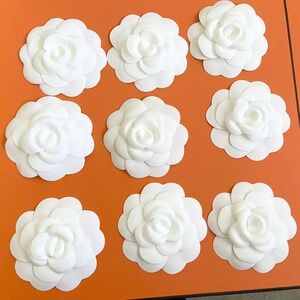 SOLD 9X Chanel White Packaging Camellia Flowers Stickers Stick-On